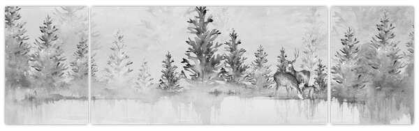 Obraz - Jeleni u jezera (170x50 cm)