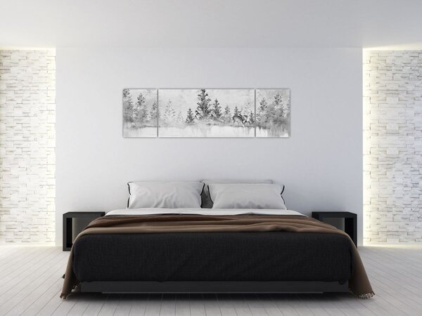 Obraz - Jeleni u jezera (170x50 cm)