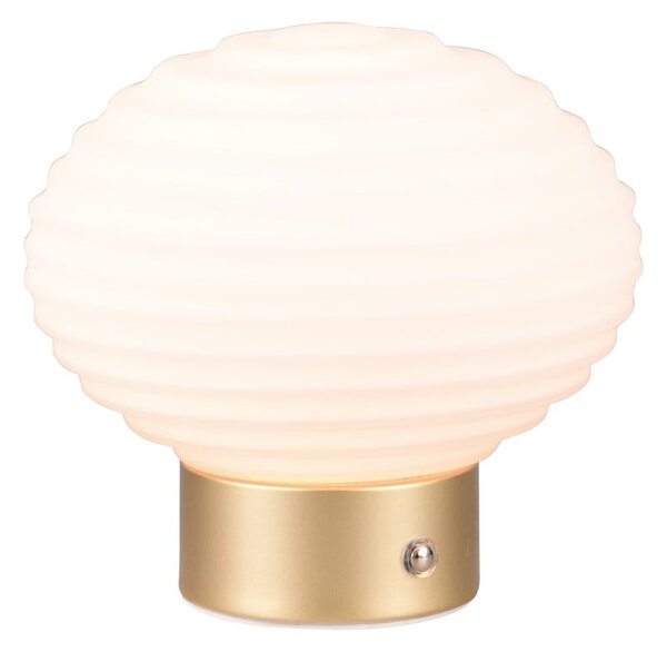 Stmívatelná LED stolní lampa v bílé a zlaté barvě se skleněným stínidlem (výška 14,5 cm) Earl – Reality