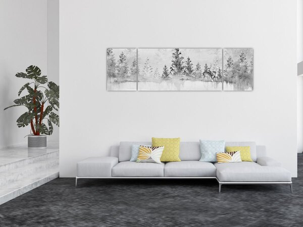 Obraz - Jeleni u jezera (170x50 cm)