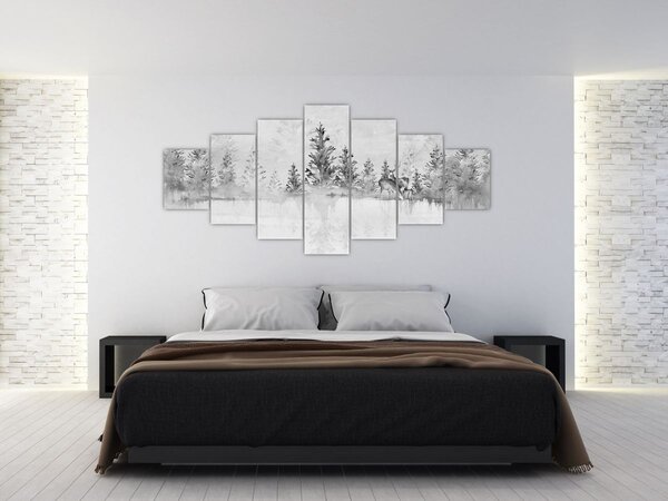 Obraz - Jeleni u jezera (210x100 cm)