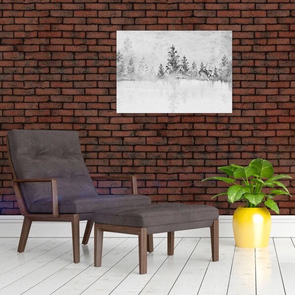 Obraz - Jeleni u jezera (70x50 cm)