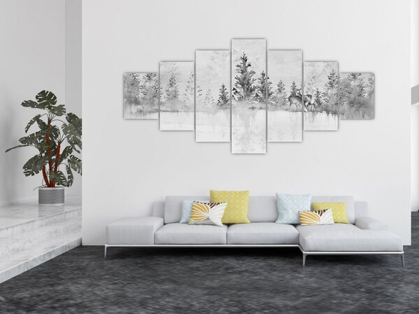 Obraz - Jeleni u jezera (210x100 cm)