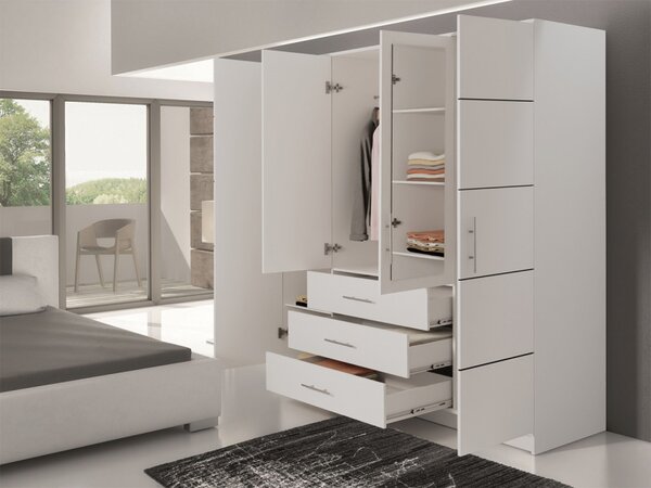 Šatní skříň se zrcadlem Lily D4 II, Barva: švestka / švestka + zlatá 5903211055409