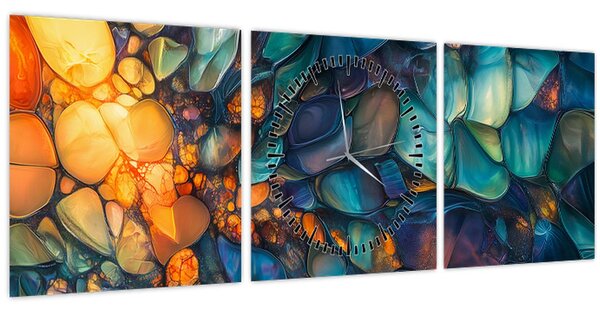 Obraz - Skleněná mozaika (s hodinami) (90x30 cm)