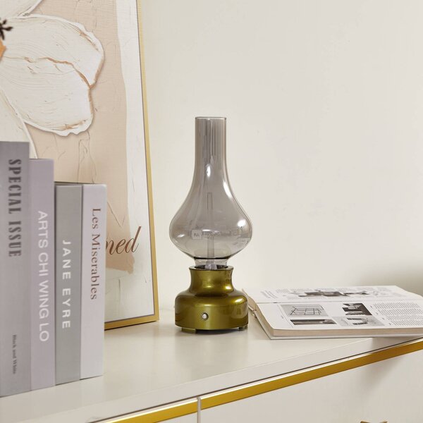 Nabíjecí stolní lampa Lindby LED Maxentius, zelená, dotykový stmívač