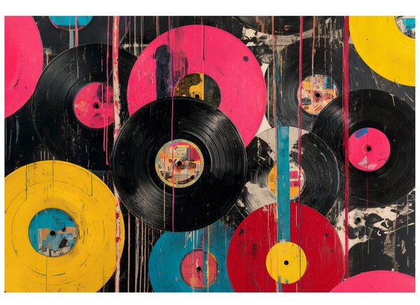 Tapeta barevné retro vinylové desky