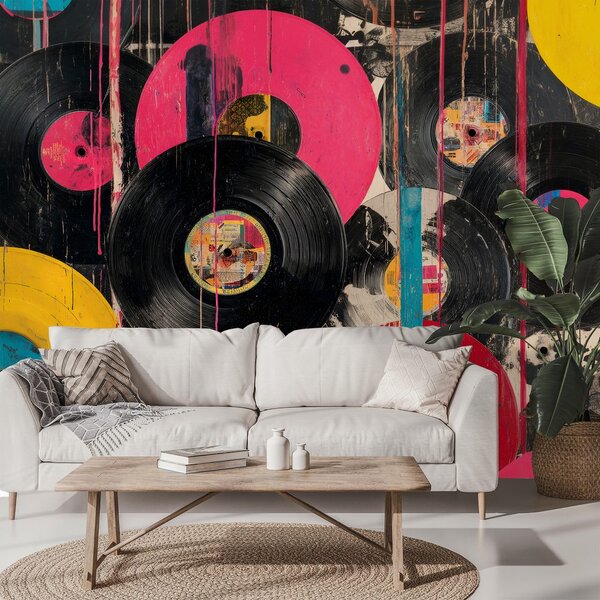 Tapeta barevné retro vinylové desky