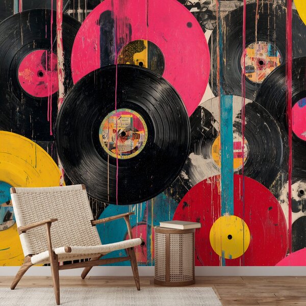 Tapeta barevné retro vinylové desky