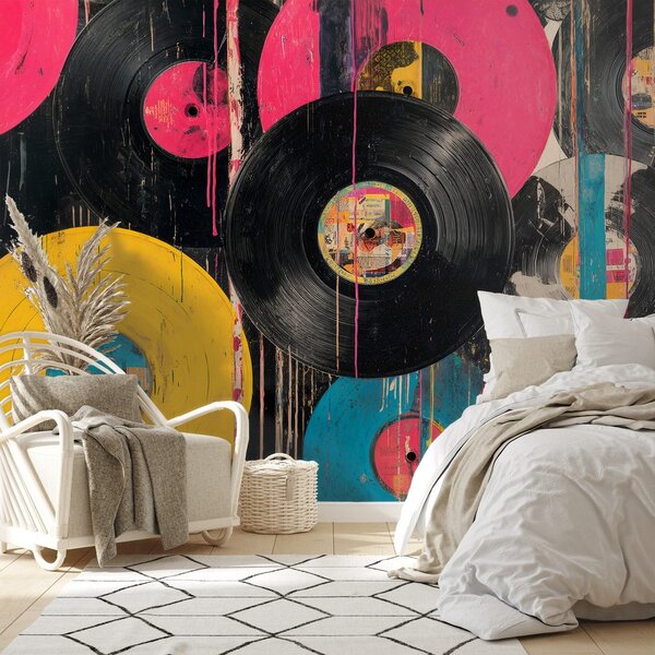 Tapeta barevné retro vinylové desky