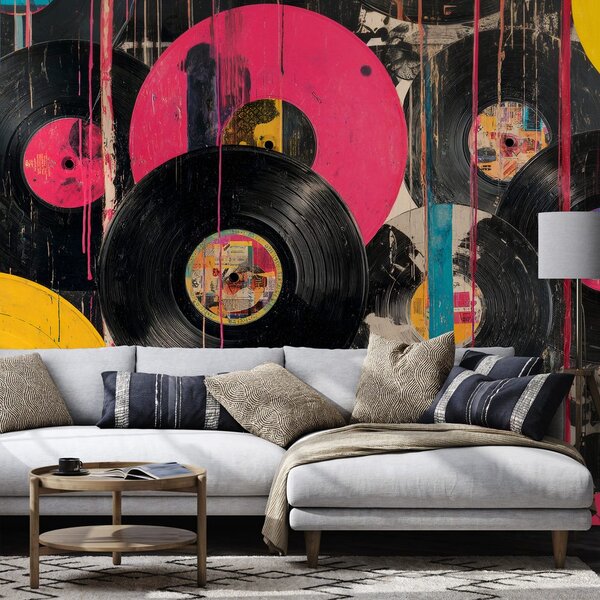 Tapeta barevné retro vinylové desky