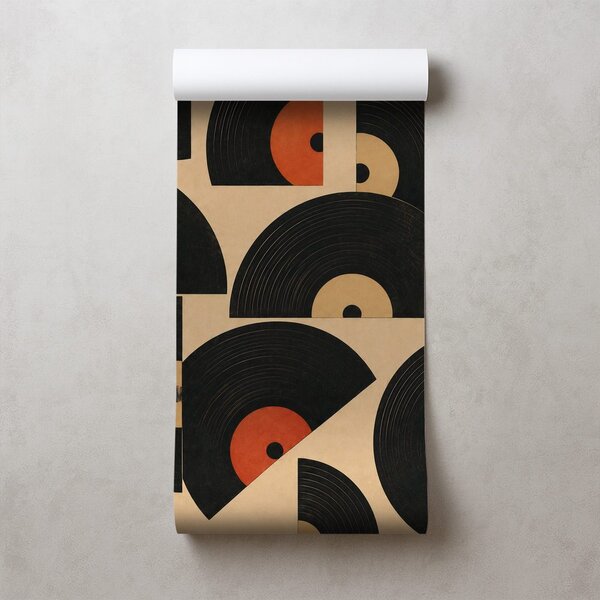 Tapeta retro vinylové desky na béžovém pozadí
