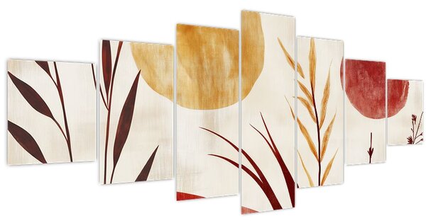 Obraz - Rostliny a kruhy (210x100 cm)