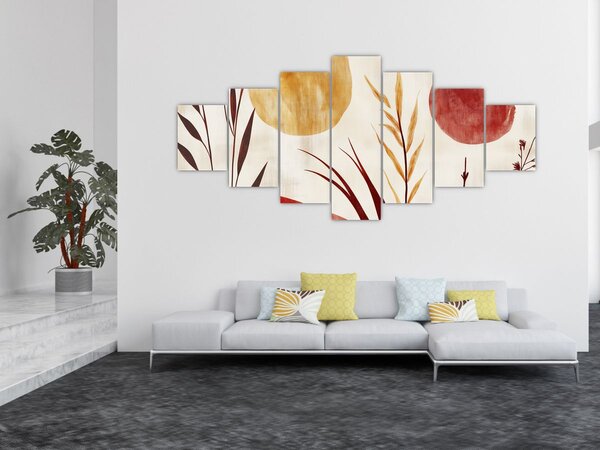 Obraz - Rostliny a kruhy (210x100 cm)