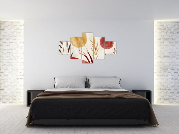 Obraz - Rostliny a kruhy (125x70 cm)