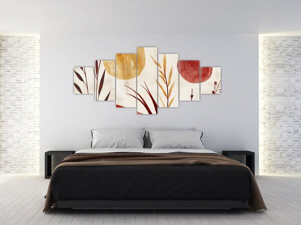 Obraz - Rostliny a kruhy (210x100 cm)