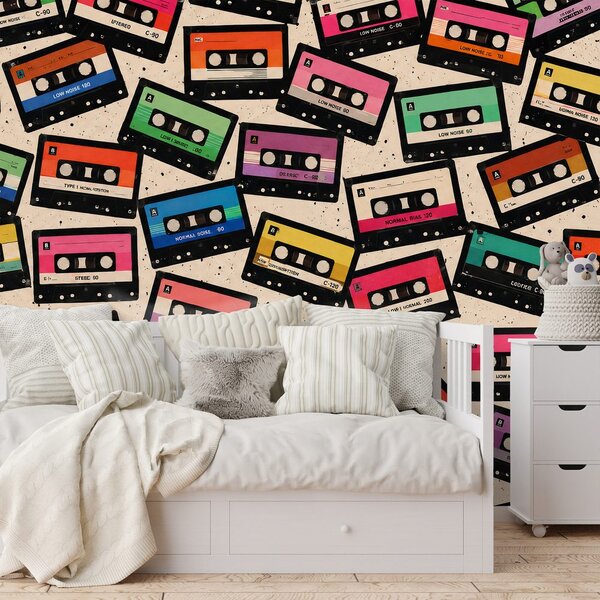 Tapeta retro barevné kazety