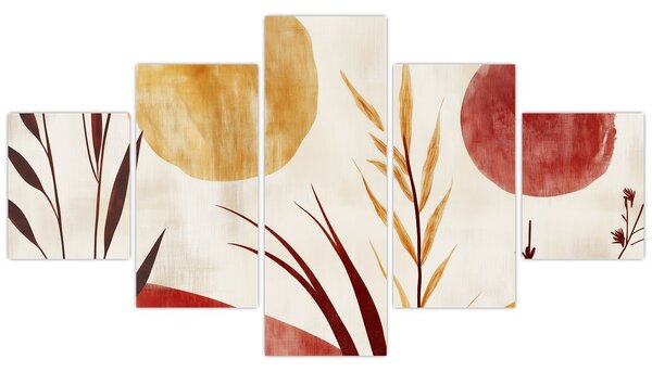 Obraz - Rostliny a kruhy (125x70 cm)