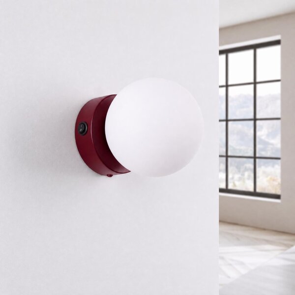 Sollux Lighting Nástěnné svítidlo YOLI 1 bordó s vypínačem