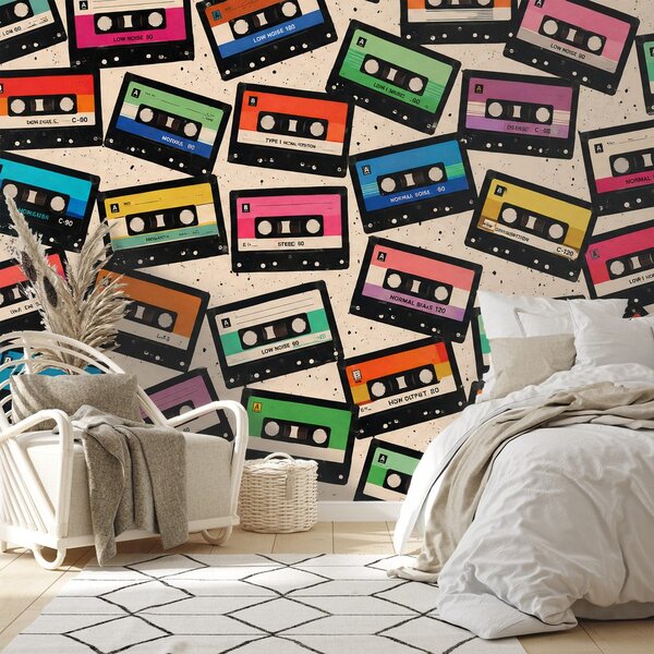 Tapeta retro barevné kazety