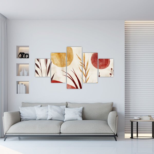 Obraz - Rostliny a kruhy (125x70 cm)