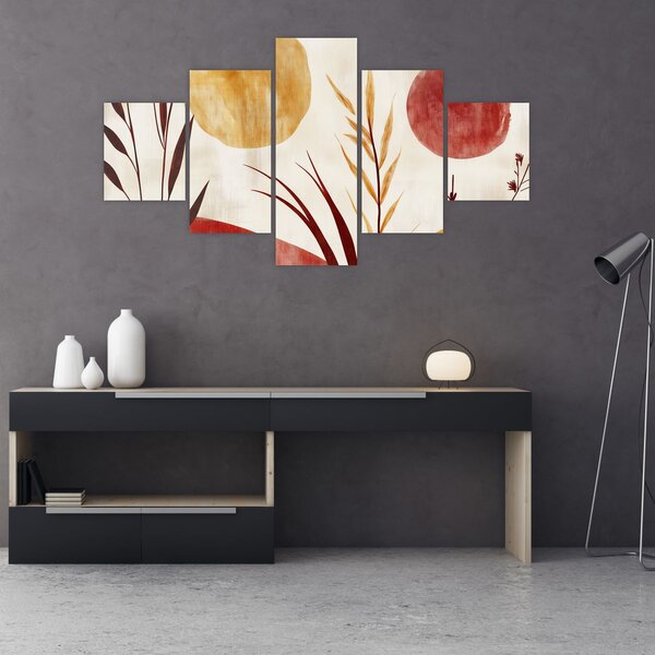 Obraz - Rostliny a kruhy (125x70 cm)