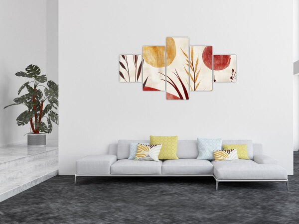 Obraz - Rostliny a kruhy (125x70 cm)