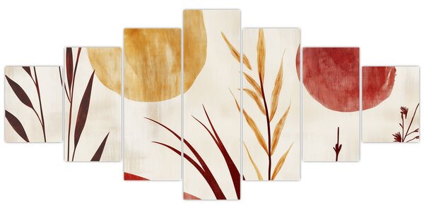 Obraz - Rostliny a kruhy (210x100 cm)
