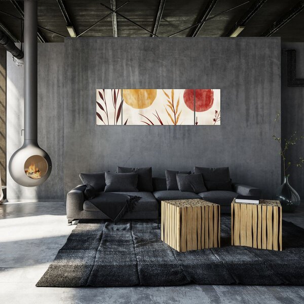 Obraz - Rostliny a kruhy (170x50 cm)