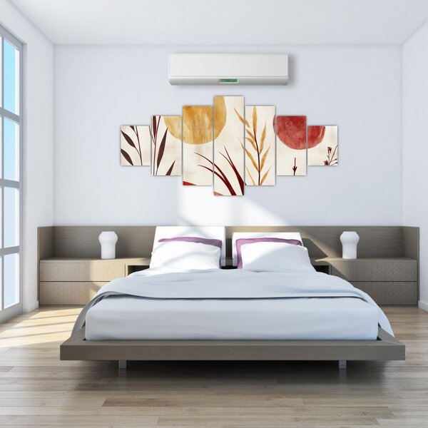 Obraz - Rostliny a kruhy (210x100 cm)
