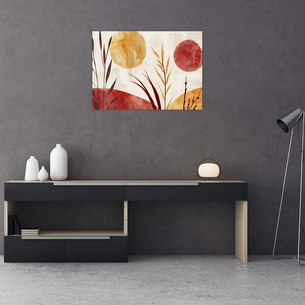Obraz - Rostliny a kruhy (70x50 cm)
