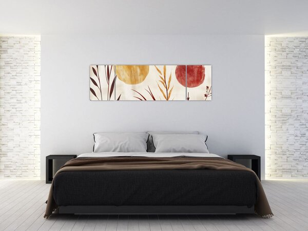 Obraz - Rostliny a kruhy (170x50 cm)