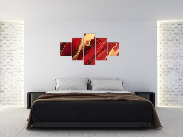 Obraz - Červeno-zlatý mramor (125x70 cm)