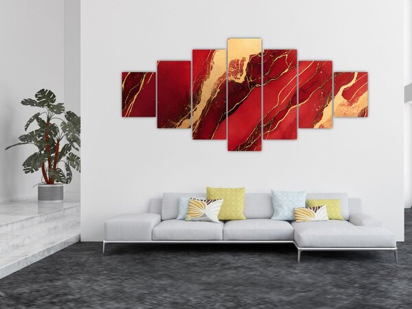 Obraz - Červeno-zlatý mramor (210x100 cm)