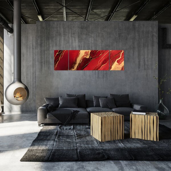 Obraz - Červeno-zlatý mramor (170x50 cm)