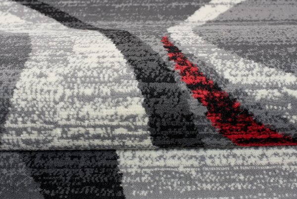 Moderní koberec Tap - geometrické tvary 3 - šedý/červený Rozměr koberce: 180x250 cm
