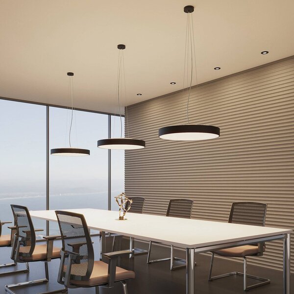Arcchio Závěsné svítidlo LED Vanida, černé, Ø 60 cm, nahoru/dolů, stmívatelný, Černá, Kuchyň, Hliník, Moderní