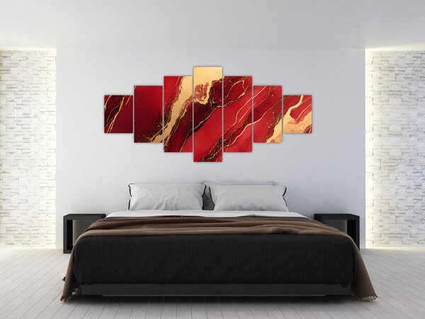 Obraz - Červeno-zlatý mramor (210x100 cm)
