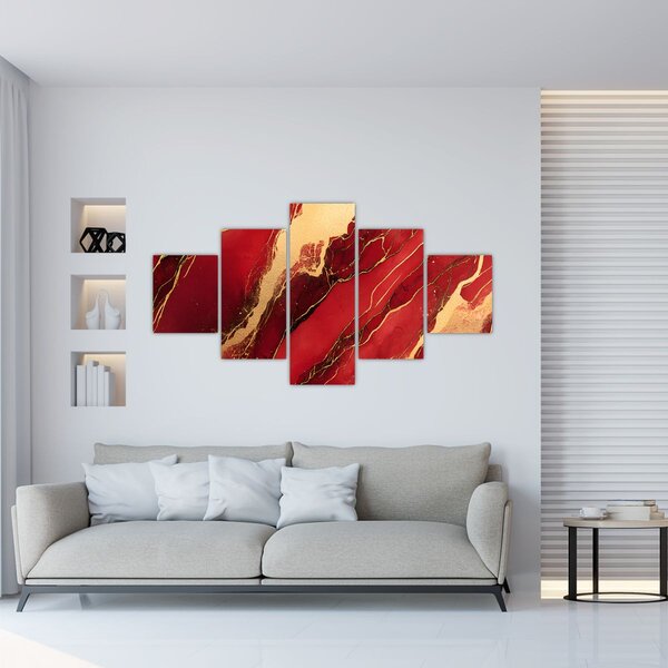 Obraz - Červeno-zlatý mramor (125x70 cm)