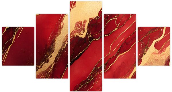 Obraz - Červeno-zlatý mramor (125x70 cm)