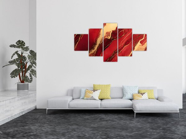 Obraz - Červeno-zlatý mramor (125x70 cm)