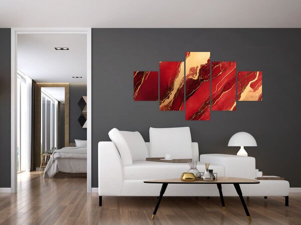 Obraz - Červeno-zlatý mramor (125x70 cm)