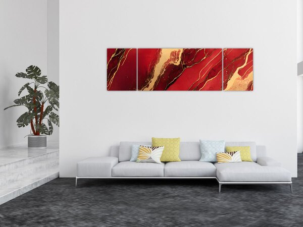 Obraz - Červeno-zlatý mramor (170x50 cm)