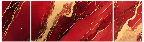 Obraz - Červeno-zlatý mramor (170x50 cm)