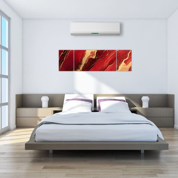 Obraz - Červeno-zlatý mramor (170x50 cm)