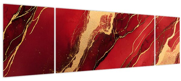 Obraz - Červeno-zlatý mramor (170x50 cm)