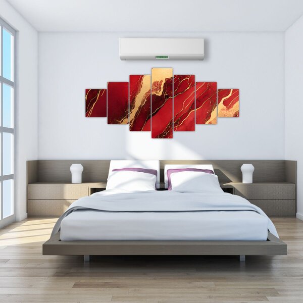 Obraz - Červeno-zlatý mramor (210x100 cm)