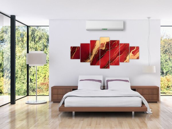 Obraz - Červeno-zlatý mramor (210x100 cm)