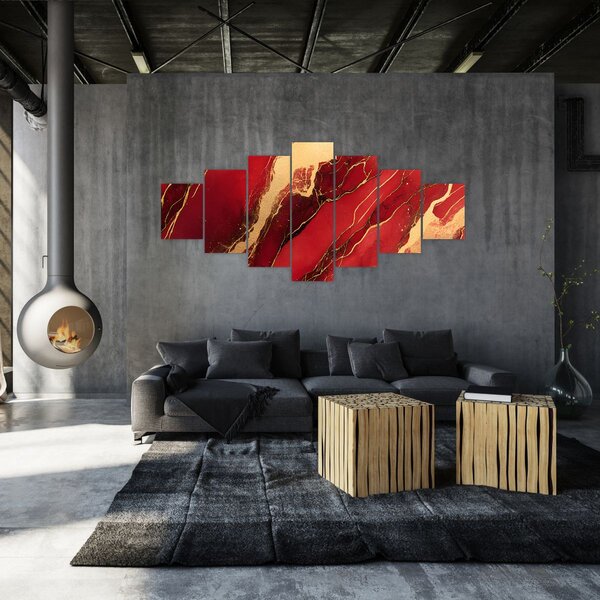 Obraz - Červeno-zlatý mramor (210x100 cm)