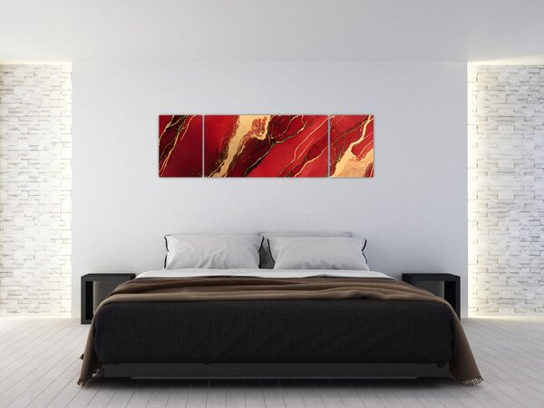 Obraz - Červeno-zlatý mramor (170x50 cm)